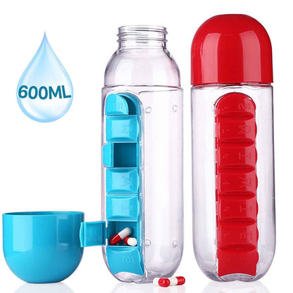 Botella De Agua 600ml + Pastillero